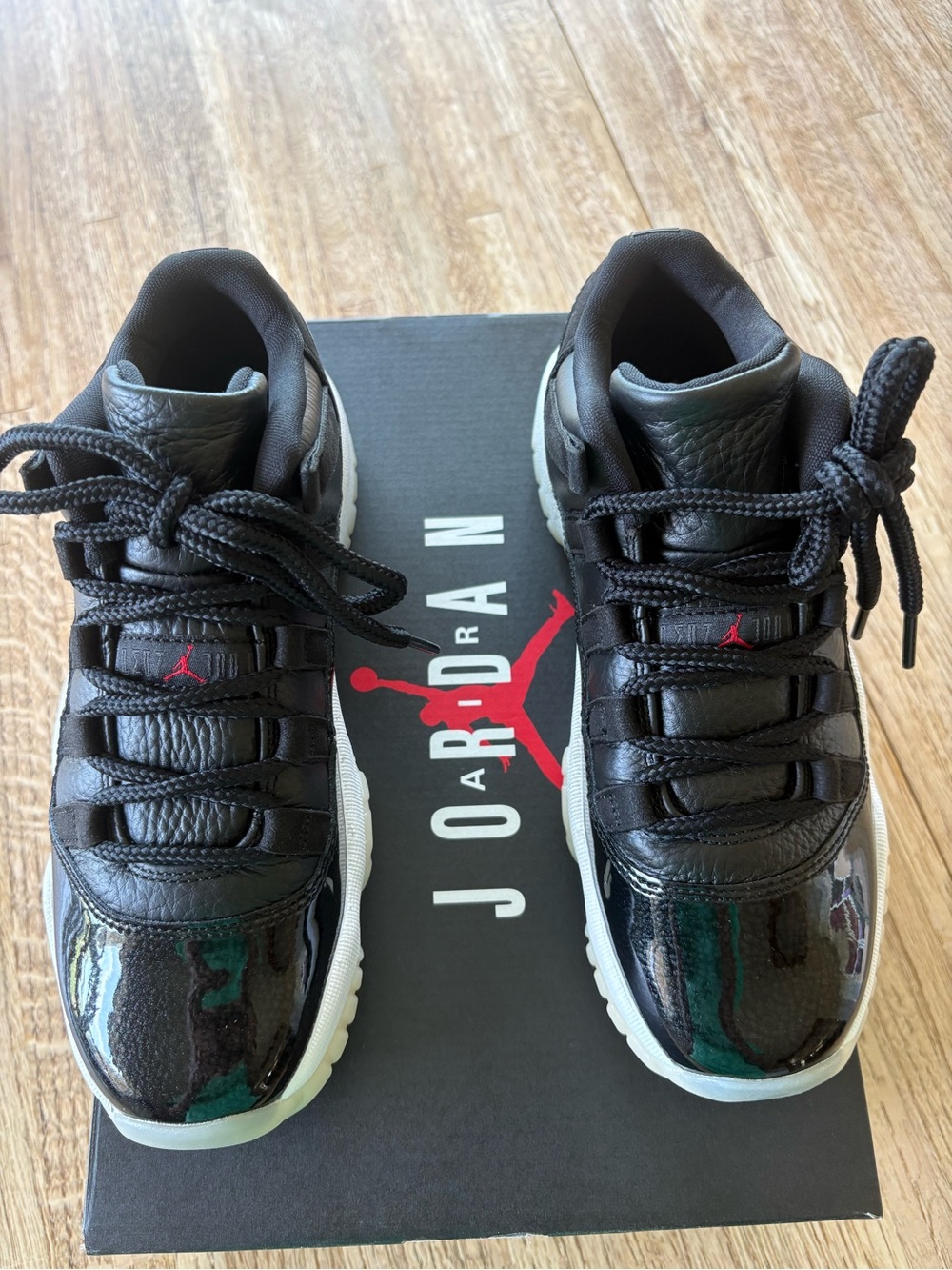 Air Jordan 11 Retro Low (GS) Sneakers in Black, Gym Red, White, and Sail, NEW - Picture 9 of 9